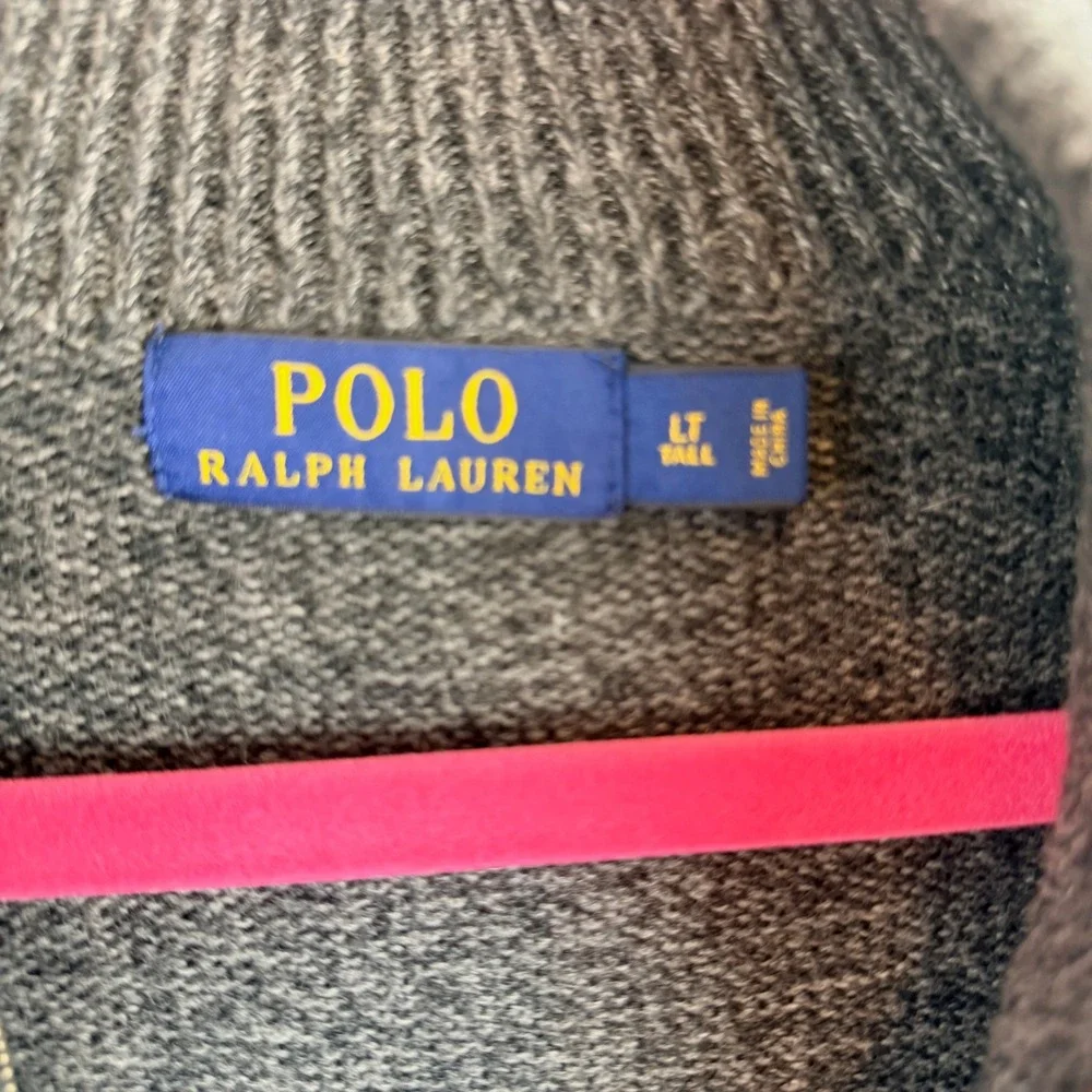 Polo Ralph Lauren Qtr Zip Pullover Mens L Tall Dark Gray